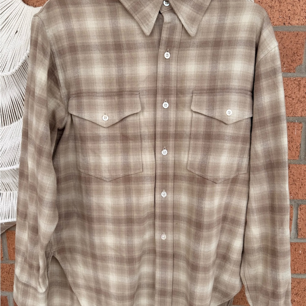 Buck Mason Tan Plaid Casual Shirt